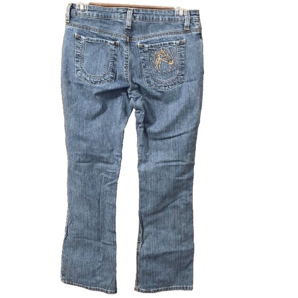 VF Jeanswear 20X Denim Blue Jean Size 9/10 x 32 Horse/Horseshoe On Back Pocket - Picture 4 of 15